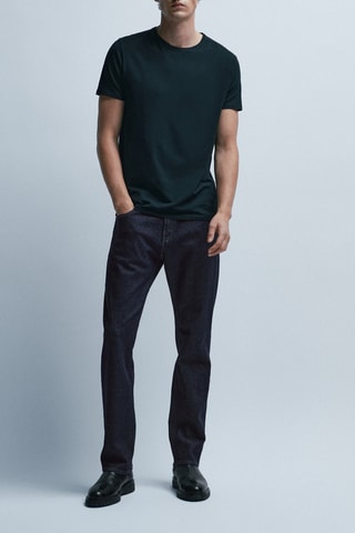 Jean dégommé coupe droite - Bleu nuit