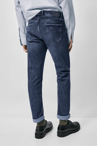 Jean délavé à la pierre slim fit - Bleu marine