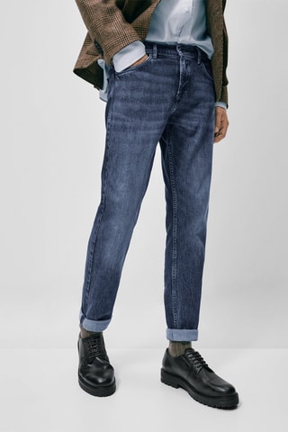 Jean délavé à la pierre slim fit - Bleu marine