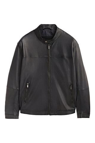 Veste légère bleue en cuir nappa - Bleu marine