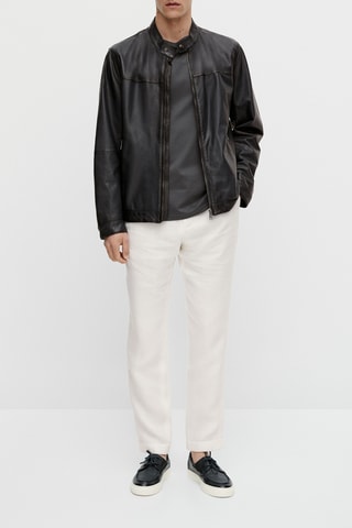 Veste légère bleue en cuir nappa - Bleu marine