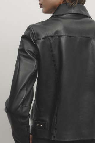 Veste style motard en cuir nappa - Noir