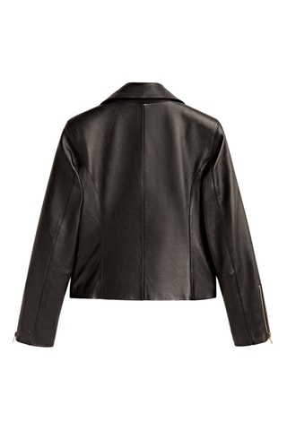 Veste style motard en cuir nappa - Noir