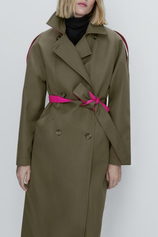 Veste trench contrastante couleur - Kaki