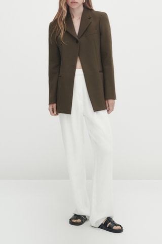 Veste de costume bouton haut - Kaki