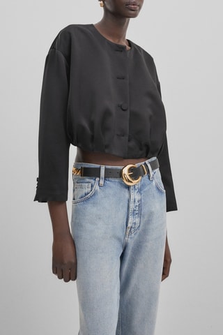 Veste bomber cropped satinée - Noir