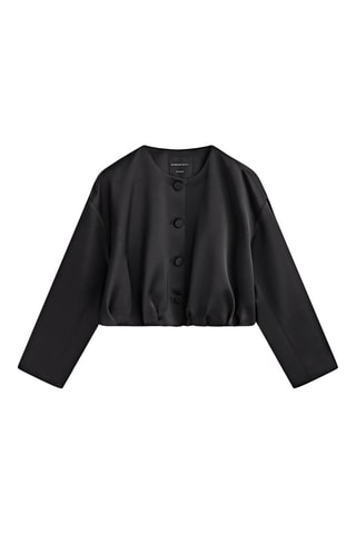 Veste bomber cropped satinée - Noir