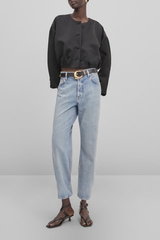 Veste bomber cropped satinée - Noir