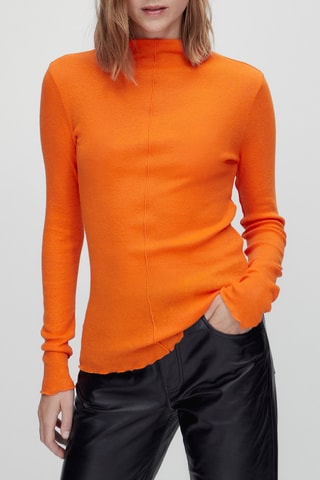 Top manches longues couture centrale - Orange