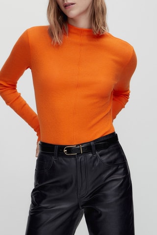 Top manches longues couture centrale - Orange