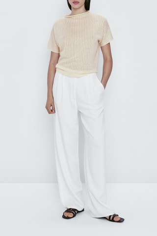 Haut texturé en coton mélangé avec du lin - Ecru