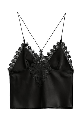 Top nuisette en guipure et soie - Studio - Noir