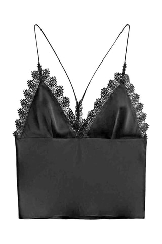 Top nuisette en guipure et soie - Studio - Noir