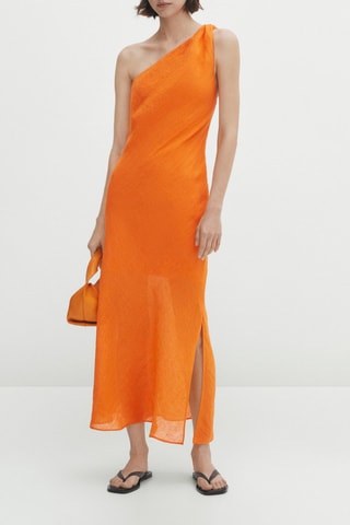 Robe asymétrique gaufrée - Orange