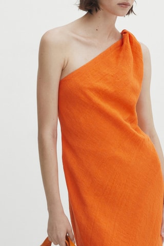 Robe asymétrique gaufrée - Orange