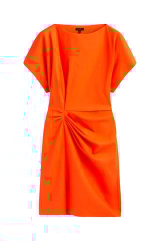 Robe froncée sur le côté à manches courtes - Orange