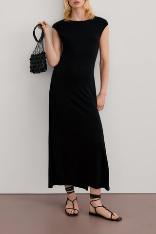 Robe en maille avec cordons - Noir