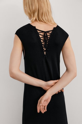 Robe en maille avec cordons - Noir