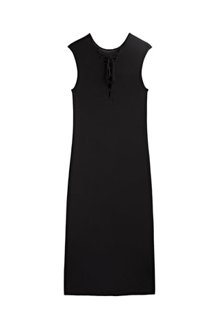 Robe en maille avec cordons - Noir