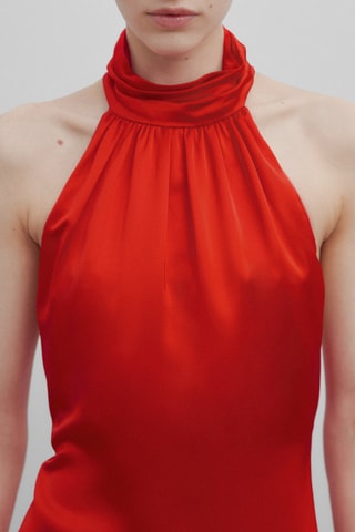 Robe longue col à encolure américaine - Rouge
