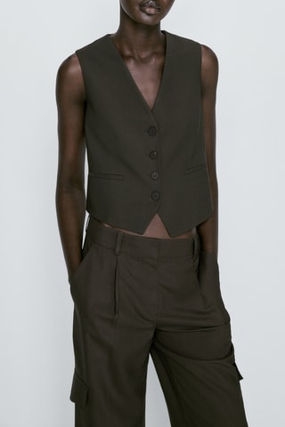 Gilet de costume court - Kaki