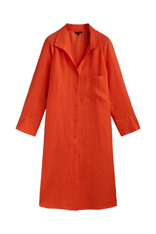Maxi chemisier 100% lin poche - Orange