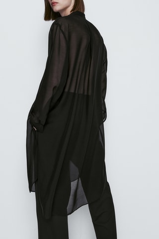 Chemisier plastron avec plis - Noir