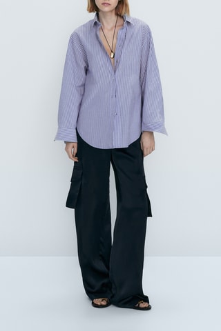 Chemise à rayures en coton - Violet et blanc