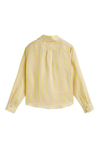 Chemise rayures 100% ramie - Beige et vert citron