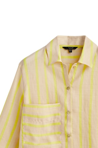 Chemise rayures 100% ramie - Beige et vert citron