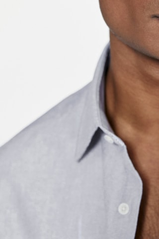 Chemise oxford délavée coton coupe slim - Gris clair chiné