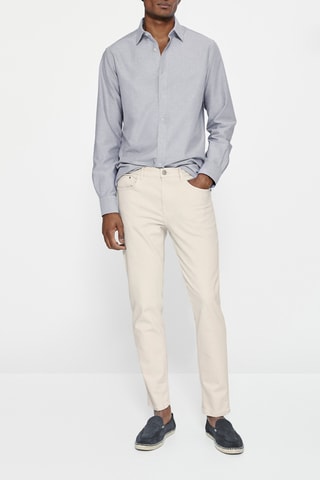 Chemise oxford délavée coton coupe slim - Gris clair chiné