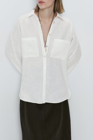 Chemise 100% lin poches - Blanc
