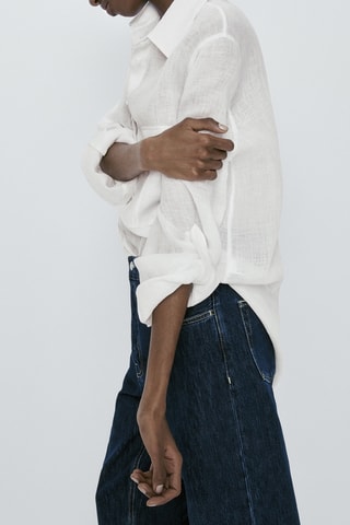 Chemise 100% lin poches - Blanc