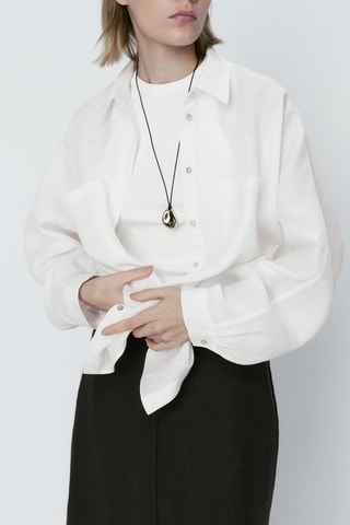 Chemise 100% lin poches - Blanc