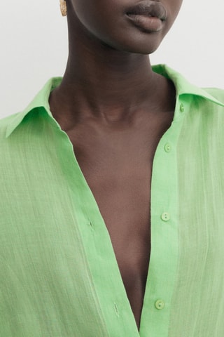 Chemise 100% ramie manches chauve-souris - Vert