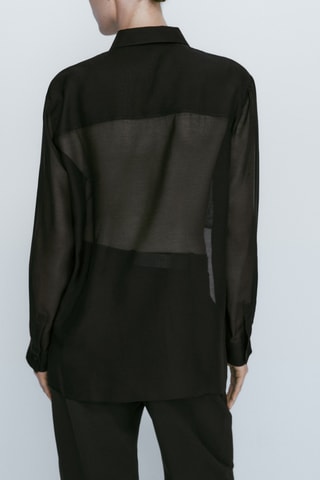Chemise noire semi-transparente poches - Noir