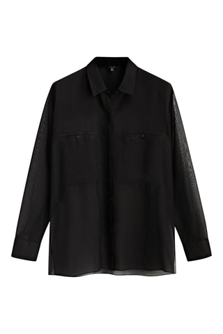 Chemise noire semi-transparente poches - Noir