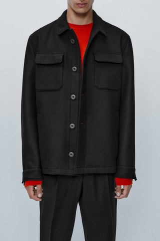 Surchemise en laine avec doublure amovible - Noir