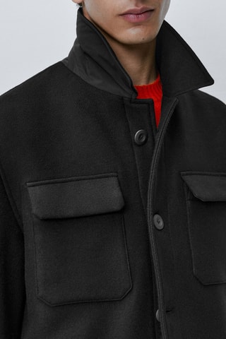 Surchemise en laine avec doublure amovible - Noir