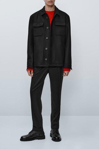 Surchemise en laine avec doublure amovible - Noir