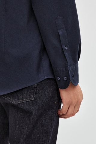 Chemise en sergé de coton cintrée - Bleu marine