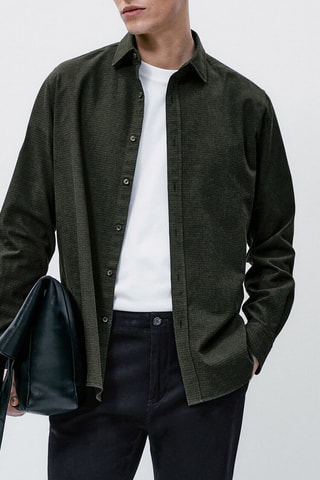 Chemise à carreaux en coton regular fit - Vert foncé