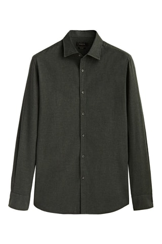 Chemise à carreaux en coton regular fit - Vert foncé