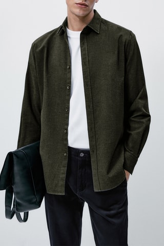 Chemise à carreaux en coton regular fit - Vert foncé