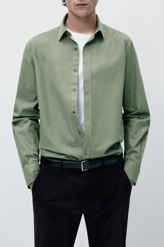 Chemise denim à rayures - Vert