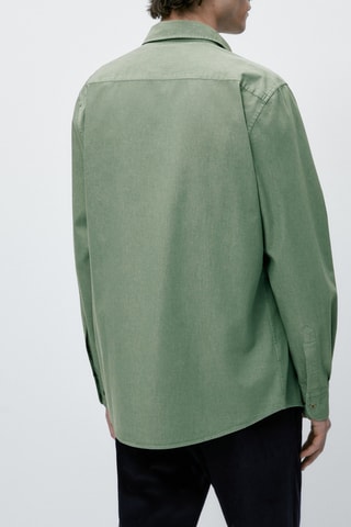 Chemise denim à rayures - Vert