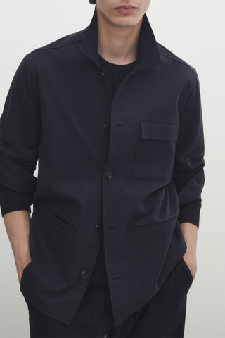 Surchemise en coton mélangé mercerisé - Bleu marine