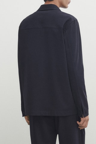 Surchemise en coton mélangé mercerisé - Bleu marine