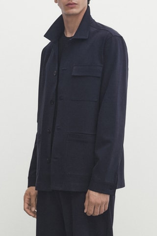 Surchemise en coton mélangé mercerisé - Bleu marine